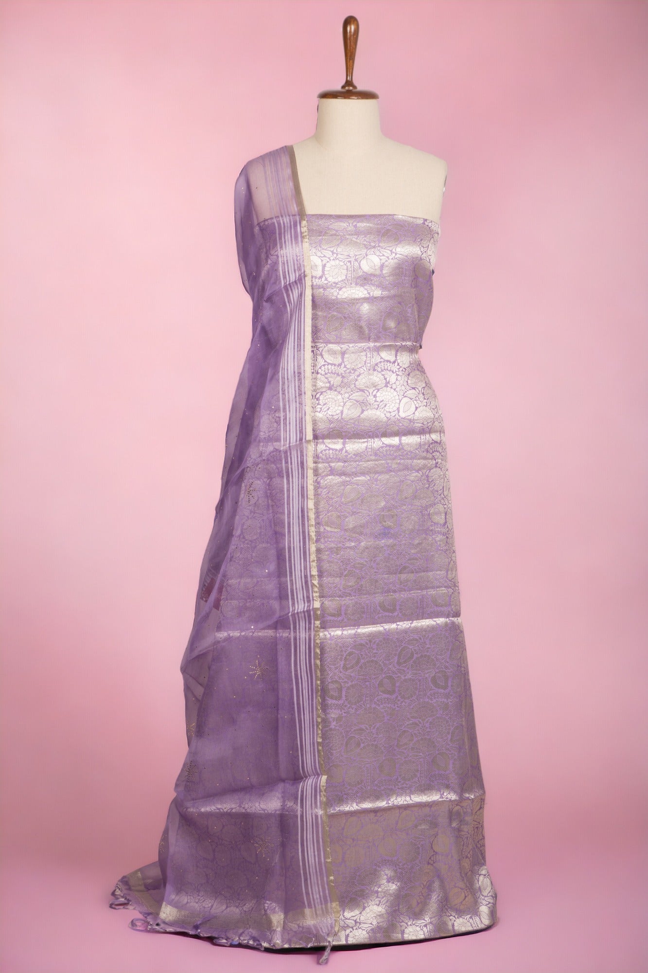 Banarasi Silk Lavender Salwar Suit Set