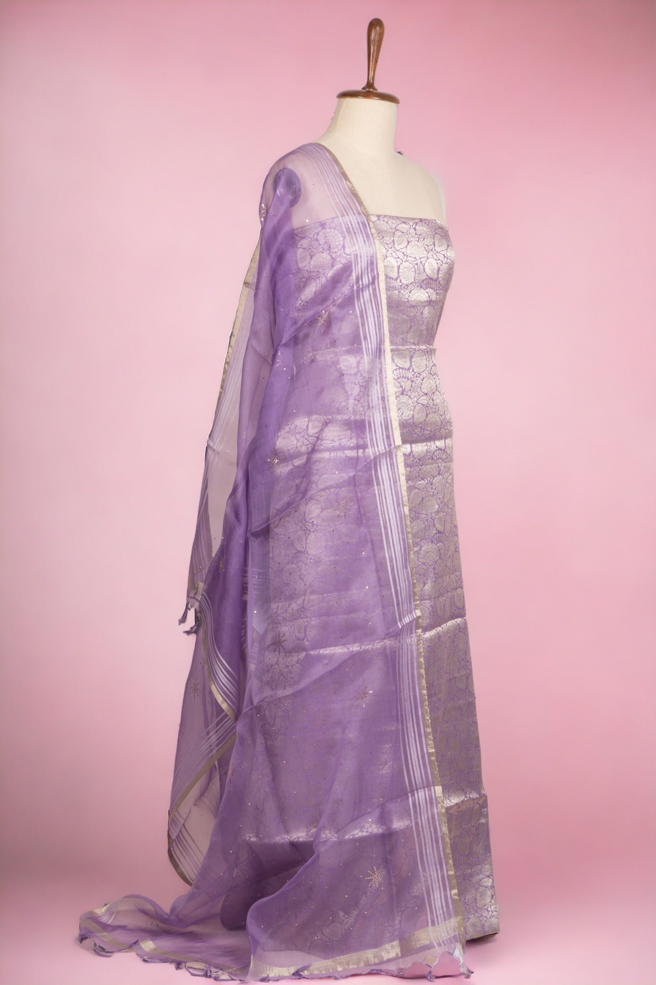 Banarasi Silk Lavender Salwar Suit Set