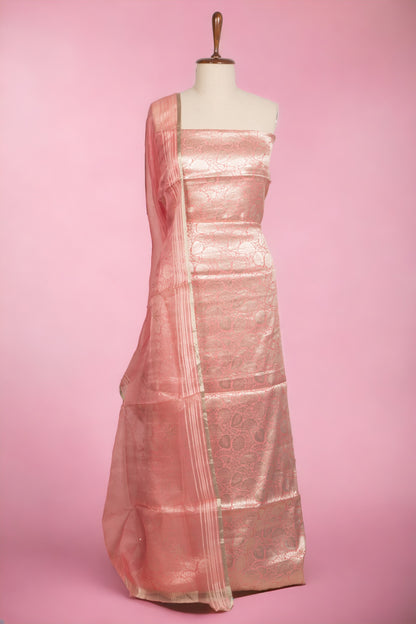 Banarasi Silk Pastel Orange Salwar Suit Set