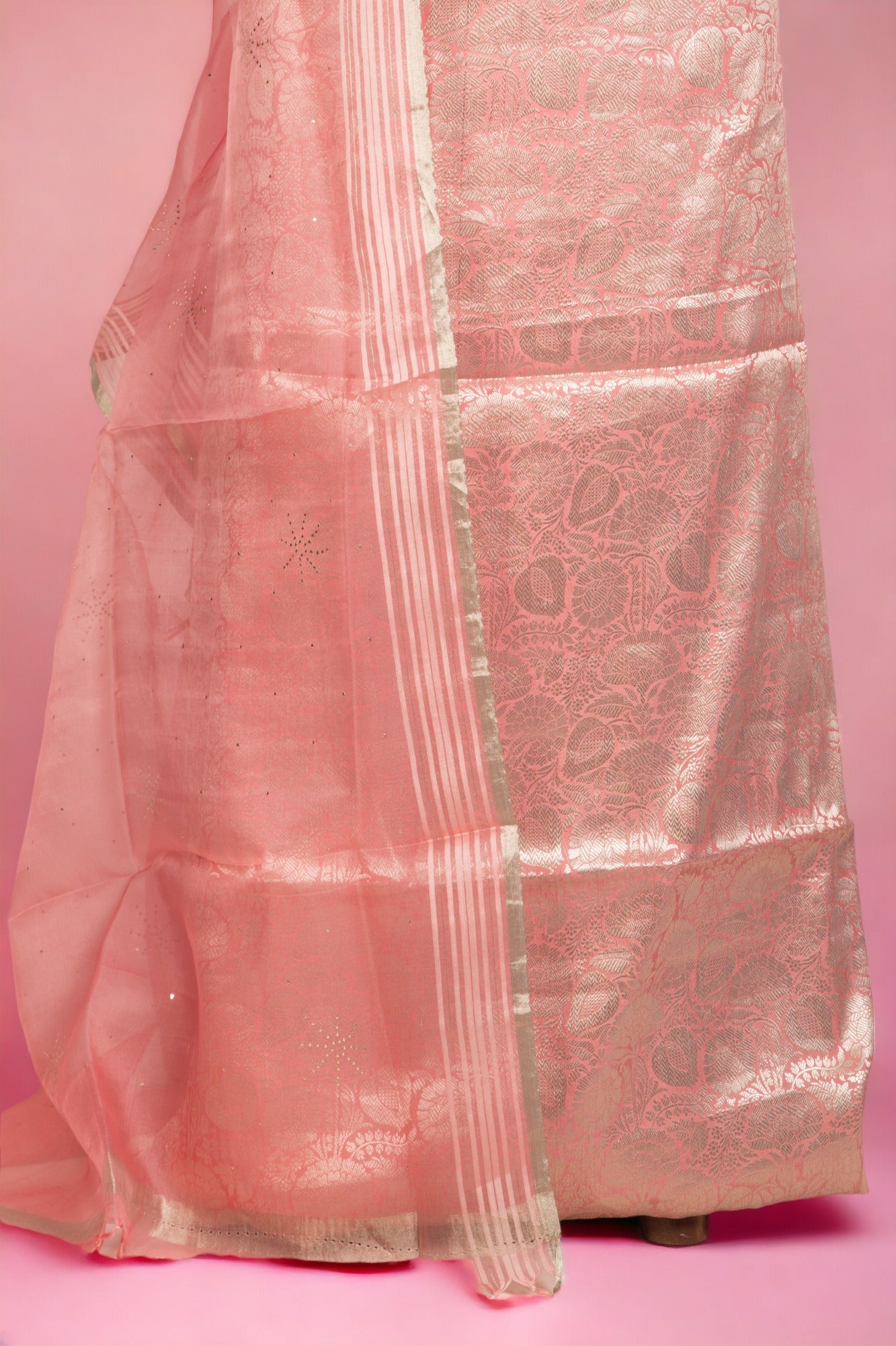 Banarasi Silk Pastel Orange Salwar Suit Set