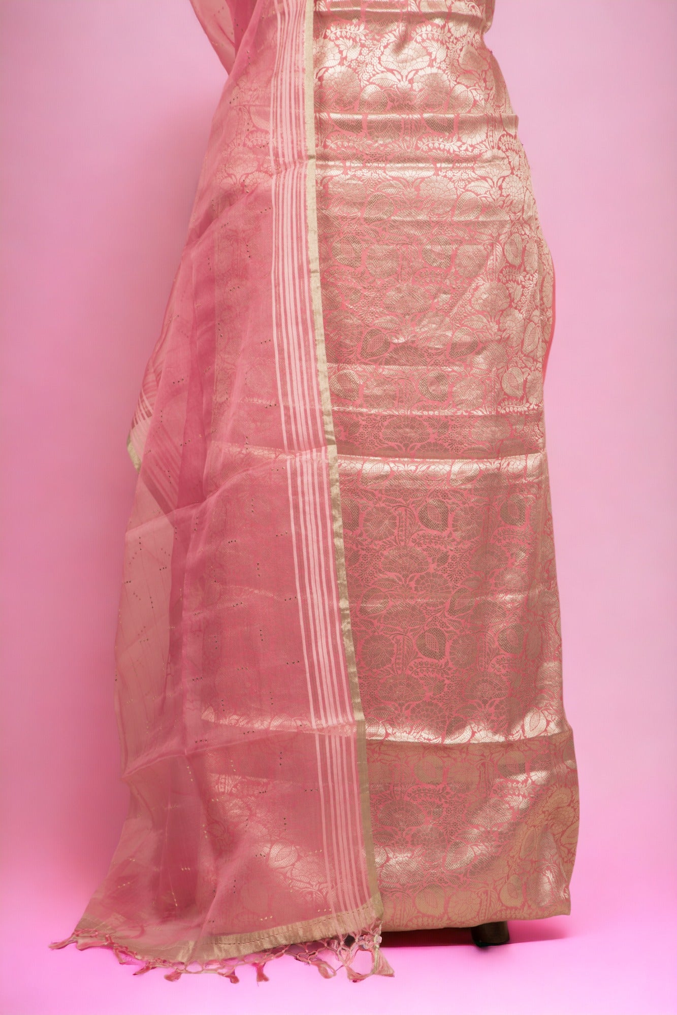 Banarasi Silk Pastel Peach Salwar Suit Set