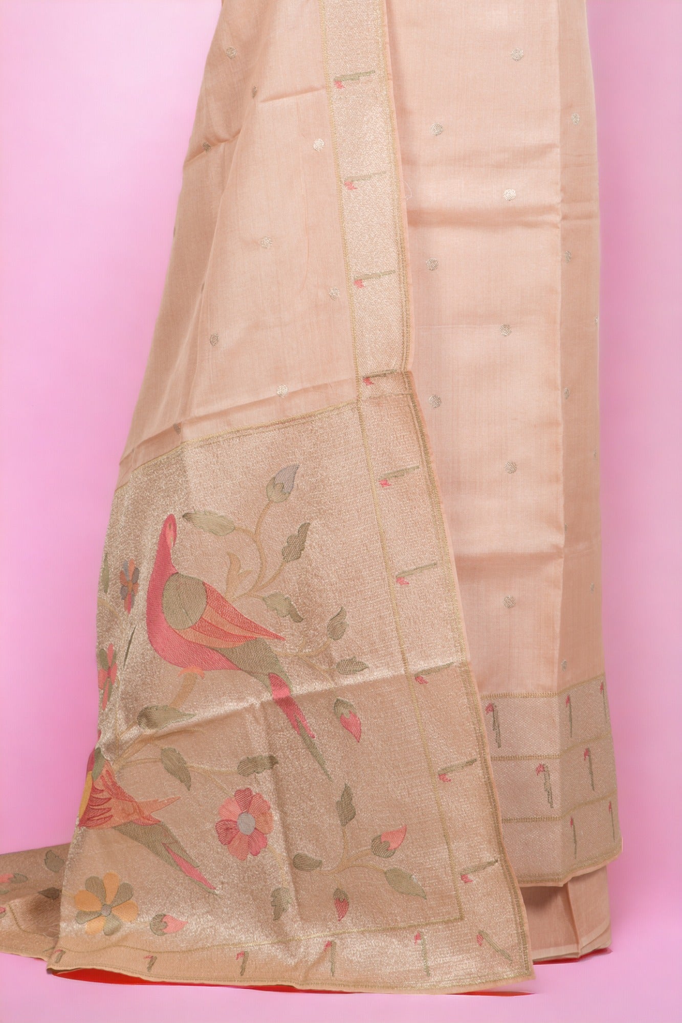 Tussar Silk Peach Salwar Suit Set