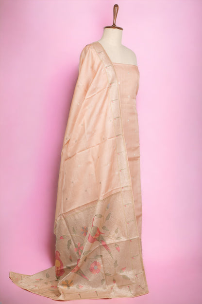 Tussar Silk Peach Salwar Suit Set