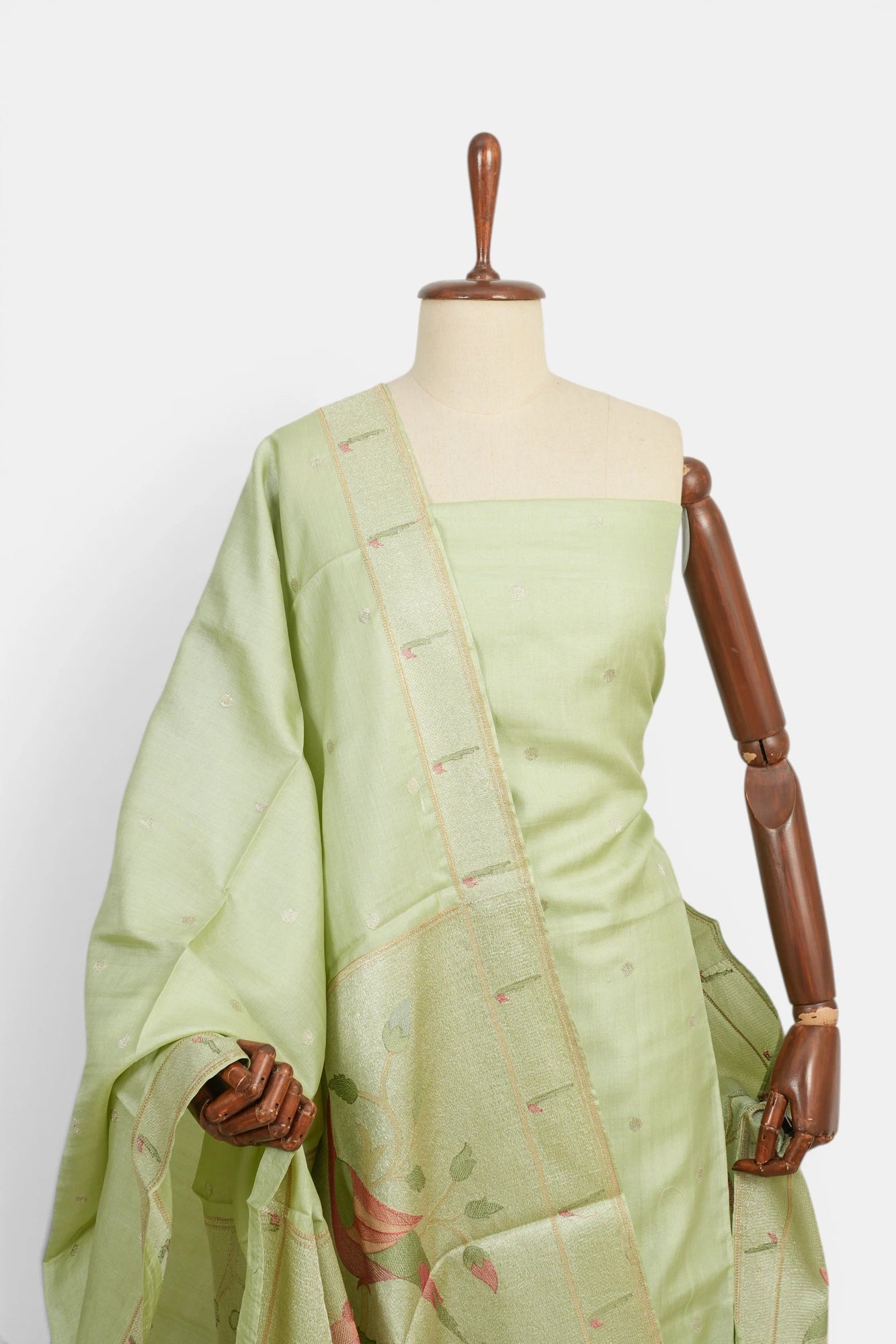 Soft Silk Butta Pastel Green Salwar Suit Set