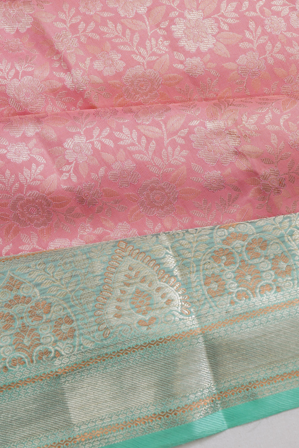 Kanchipuram Silk Brocade Pink Saree