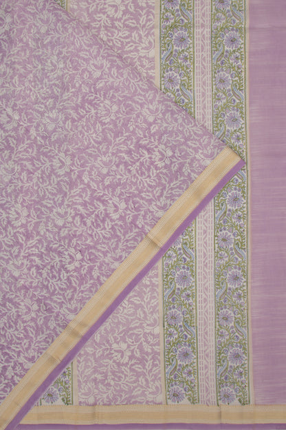 Chanderi Cotton Printed Lavender Saree