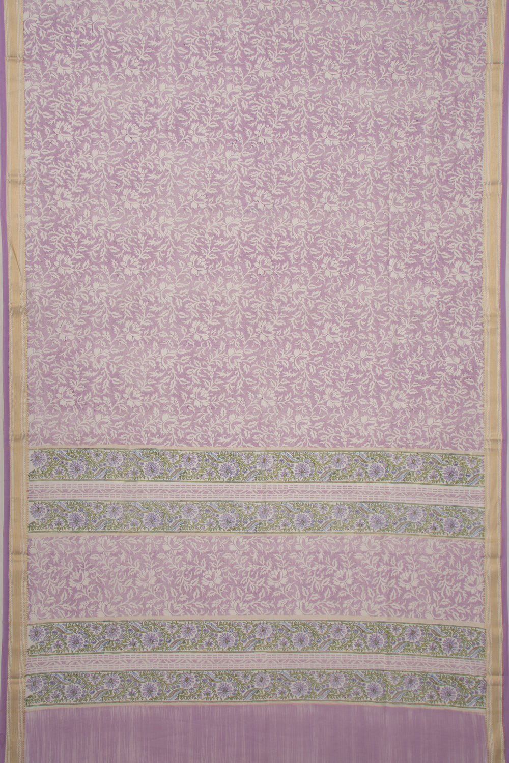 Chanderi Cotton Printed Lavender Saree