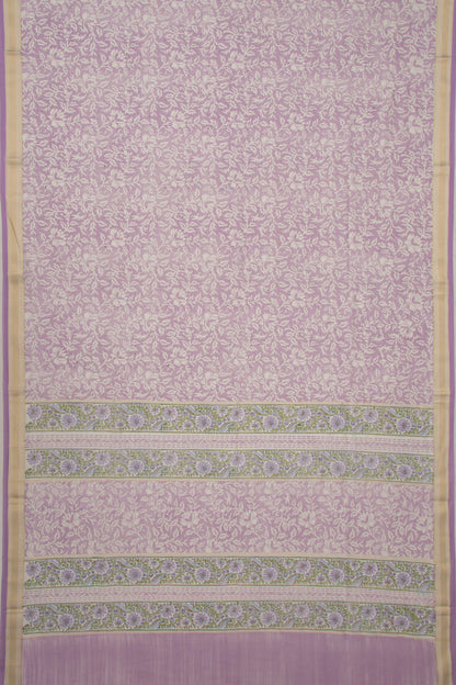 Chanderi Cotton Printed Lavender Saree