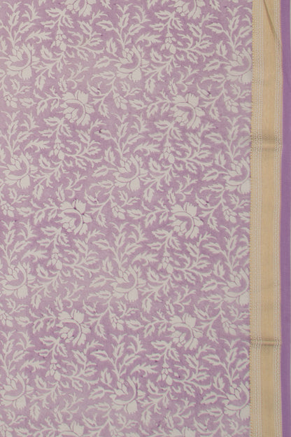 Chanderi Cotton Printed Lavender Saree