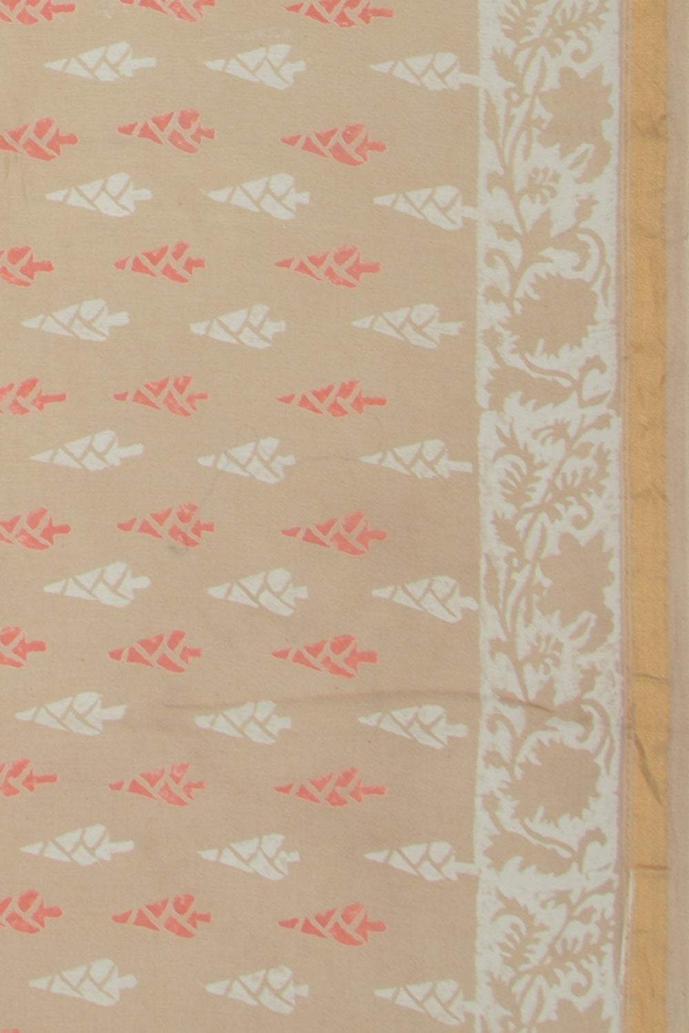 Chanderi Cotton Printed Khakhi Saree