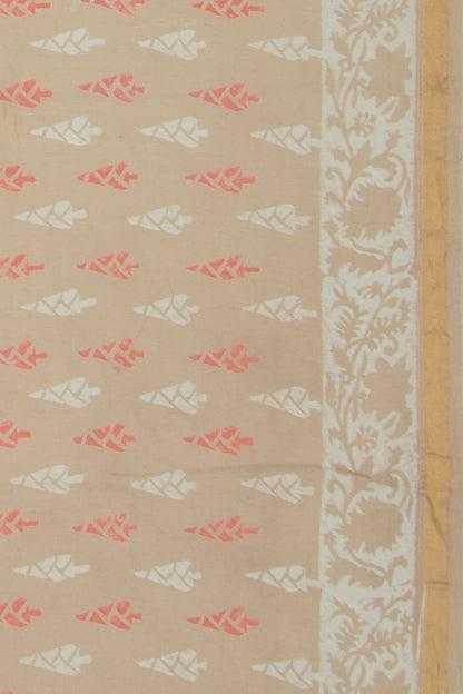 Chanderi Cotton Printed Khakhi Saree