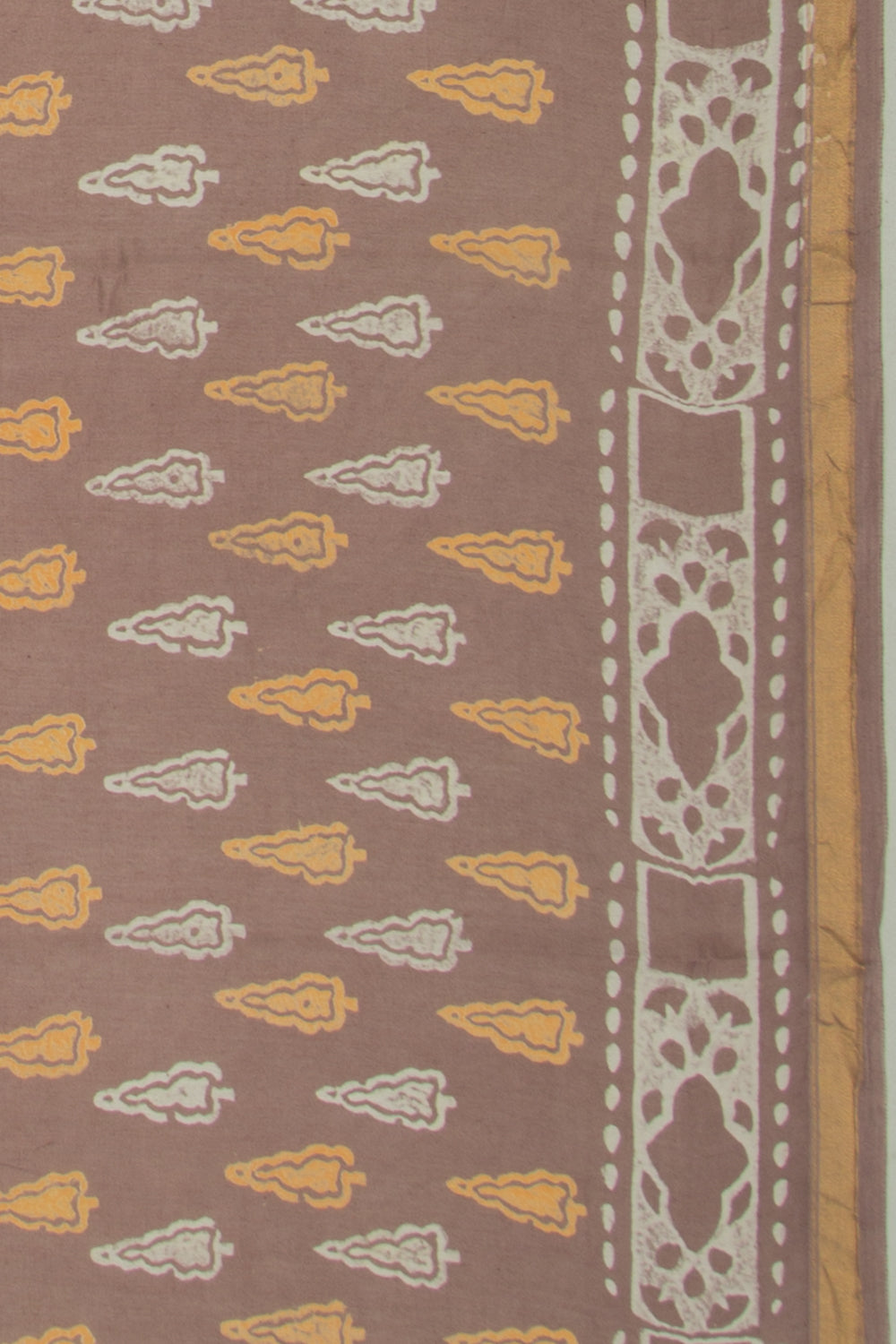 Chanderi Cotton Printed Brown Saree