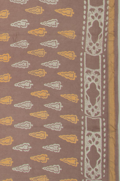 Chanderi Cotton Printed Brown Saree