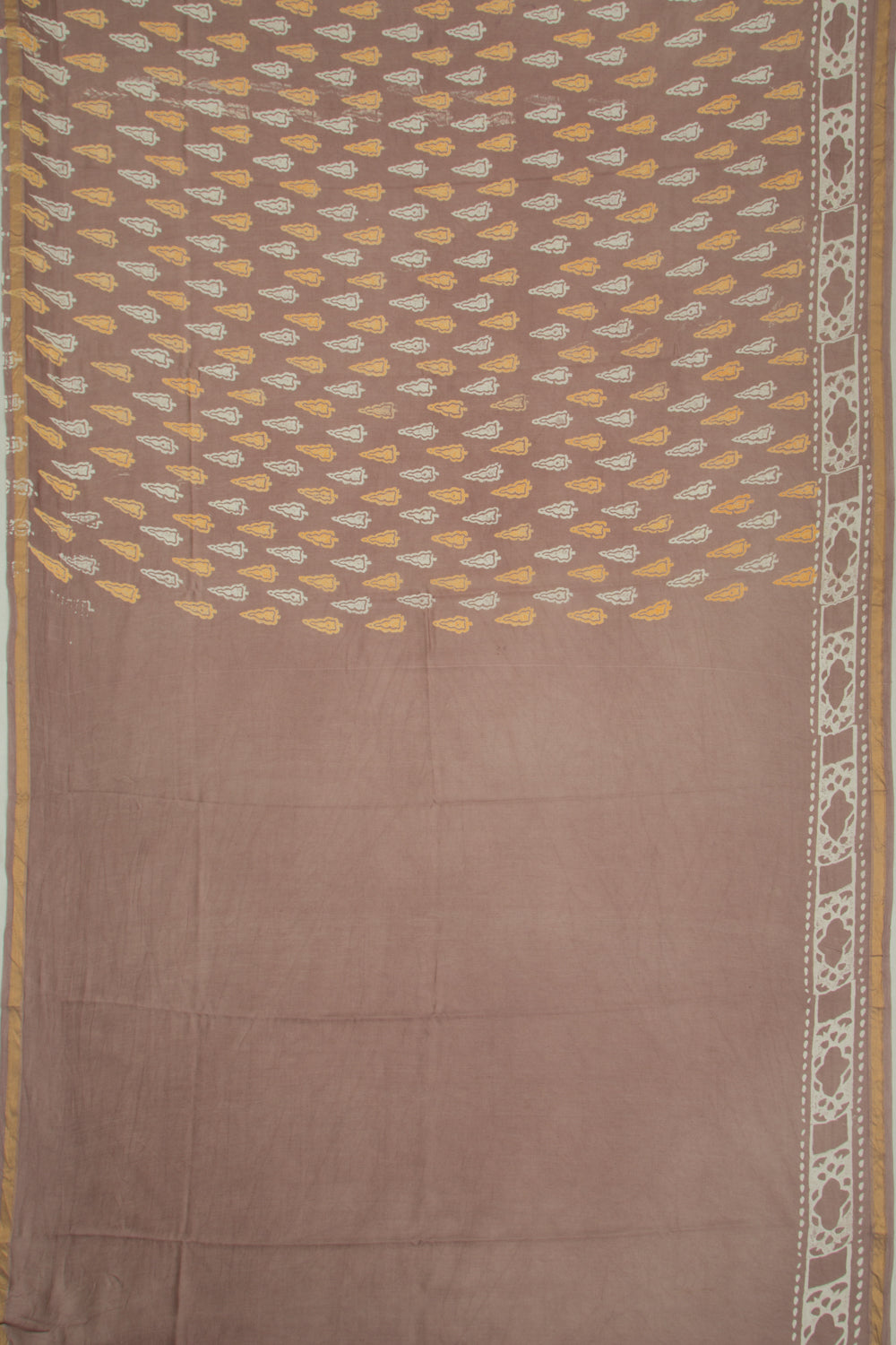 Chanderi Cotton Printed Brown Saree