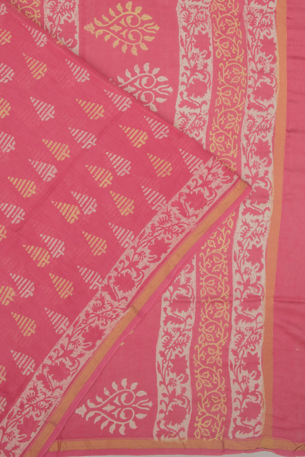 Chanderi Cotton Printed Pink Saree