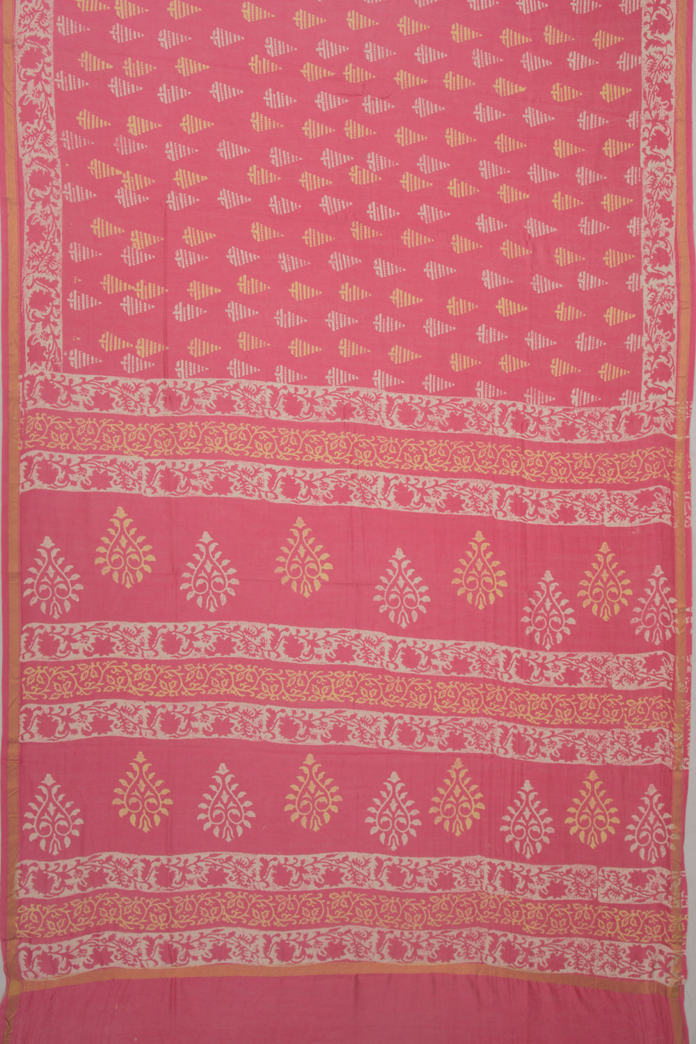 Chanderi Cotton Printed Pink Saree