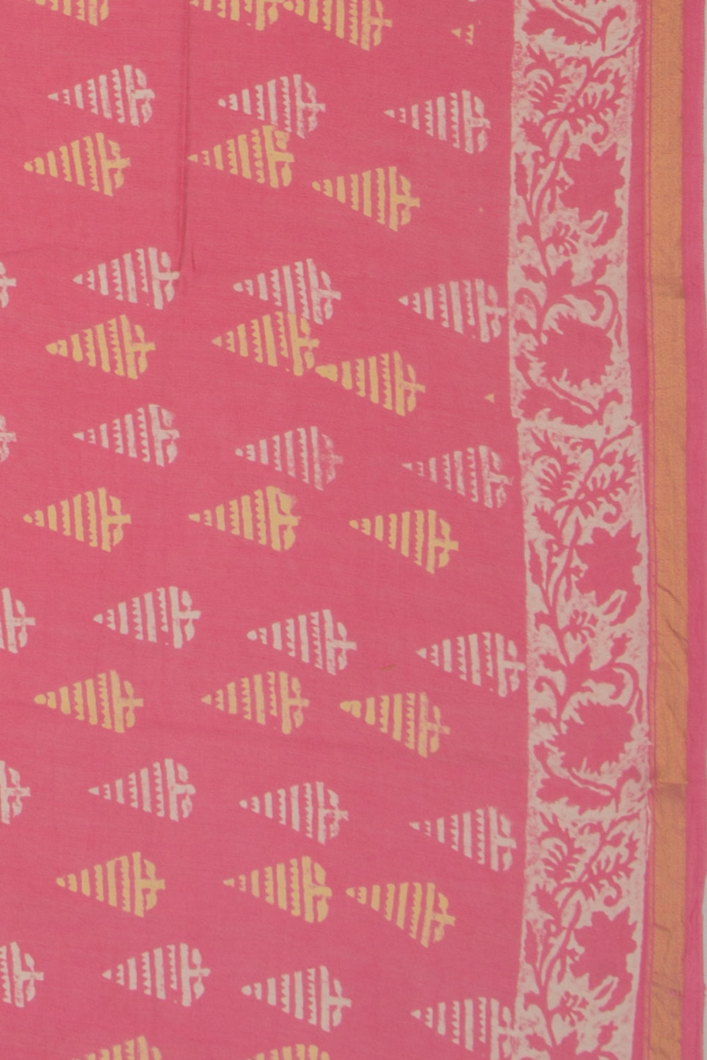 Chanderi Cotton Printed Pink Saree