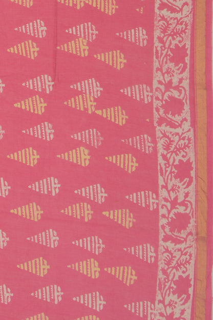 Chanderi Cotton Printed Pink Saree