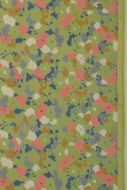 Chanderi Cotton Printed Green Saree