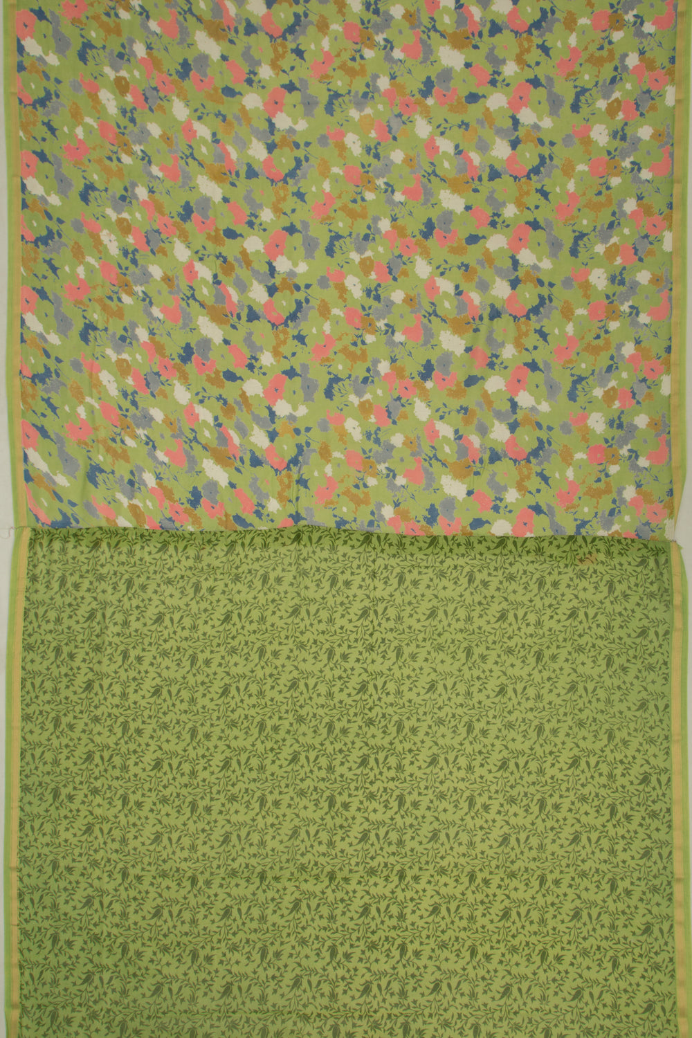 Chanderi Cotton Printed Green Saree