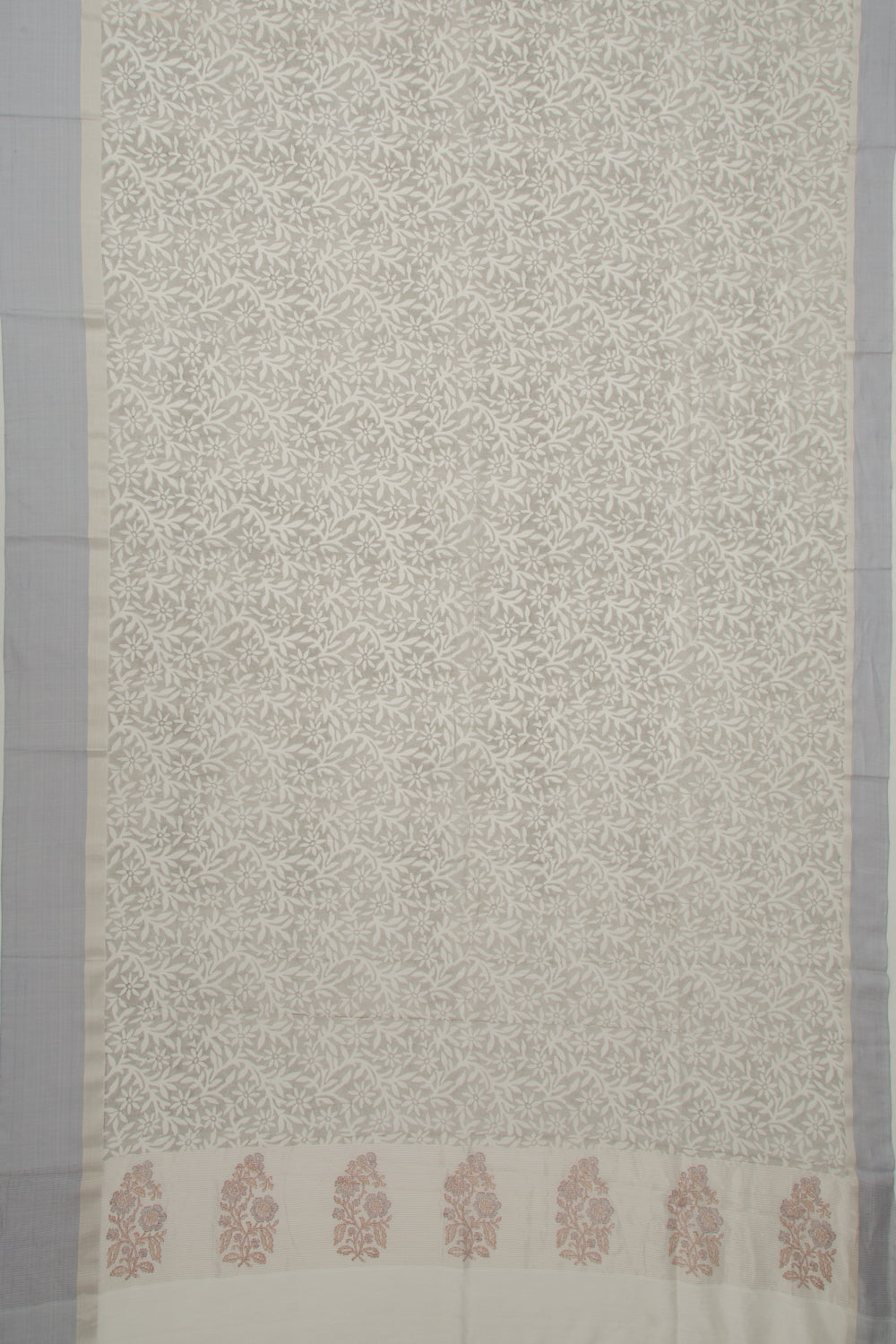 Chanderi Cotton Printed Black And White Saree