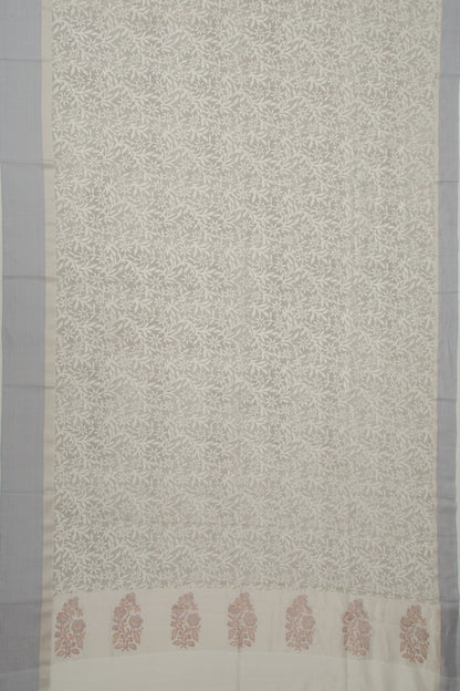 Chanderi Cotton Printed Black And White Saree