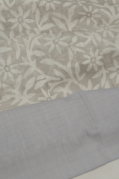 Chanderi Cotton Printed Black And White Saree