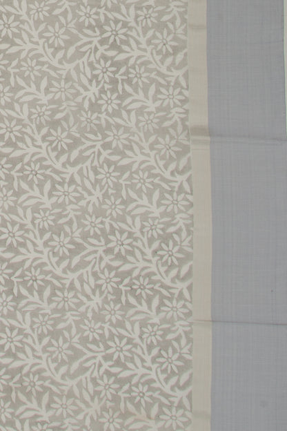 Chanderi Cotton Printed Black And White Saree