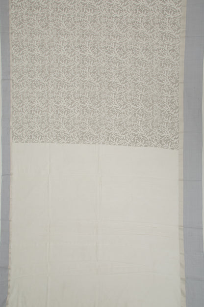 Chanderi Cotton Printed Black And White Saree