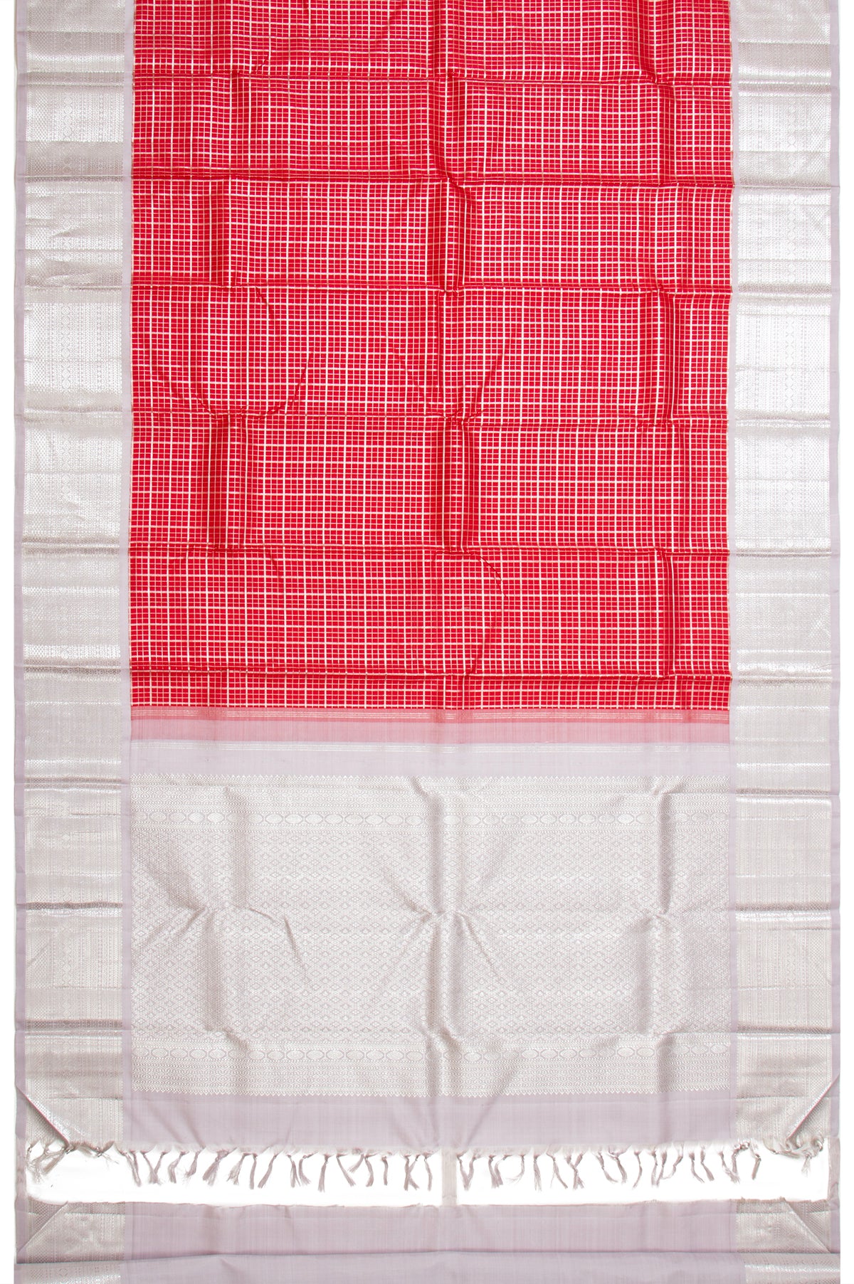 Kanchipuram Silk Checks Red Saree