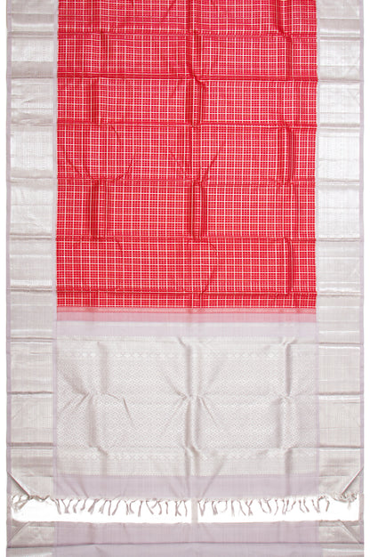 Kanchipuram Silk Checks Red Saree