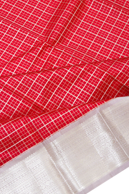 Kanchipuram Silk Checks Red Saree