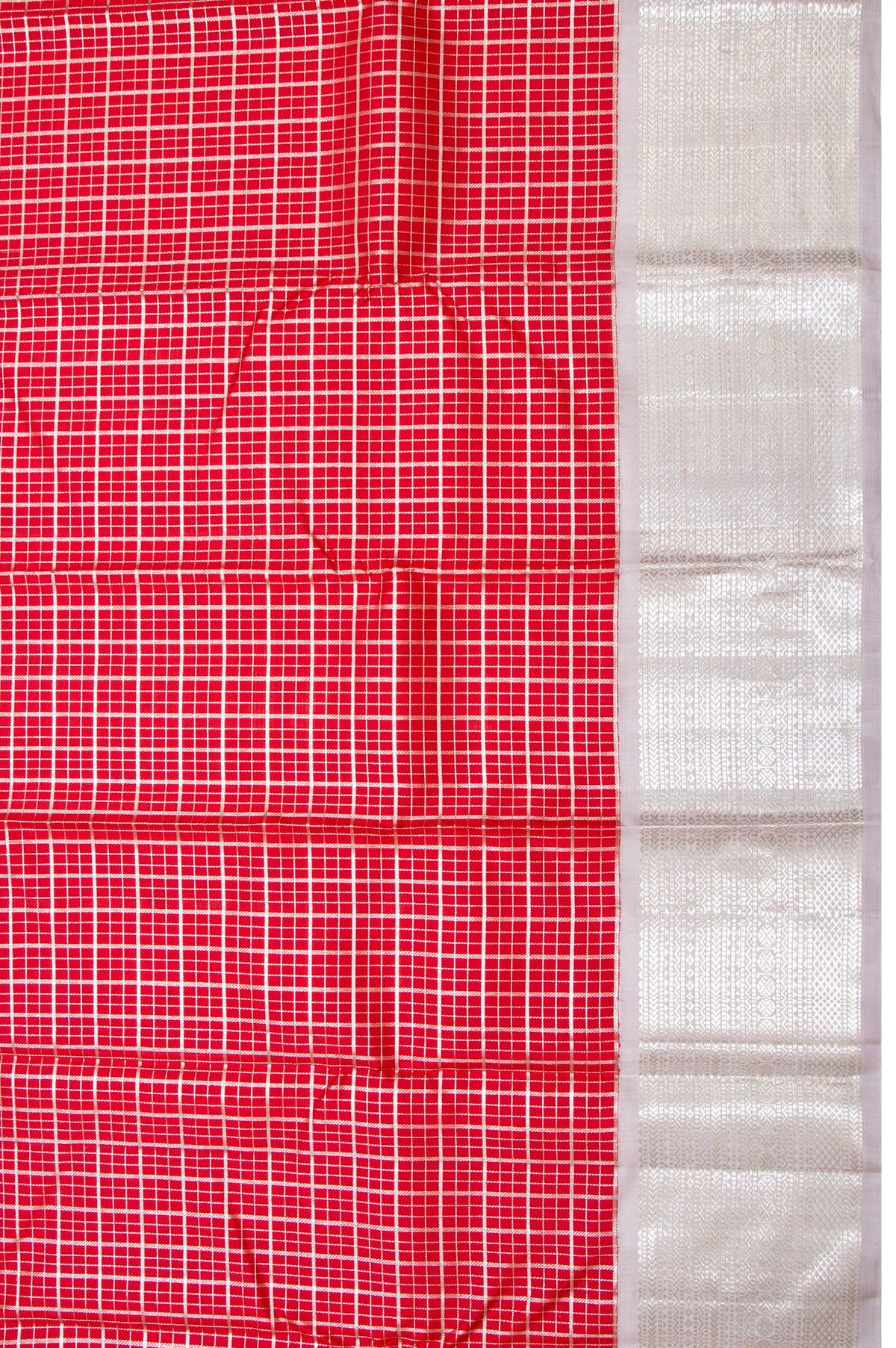 Kanchipuram Silk Checks Red Saree