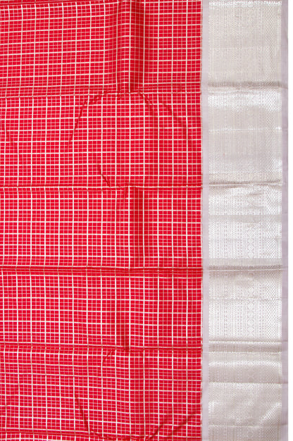 Kanchipuram Silk Checks Red Saree