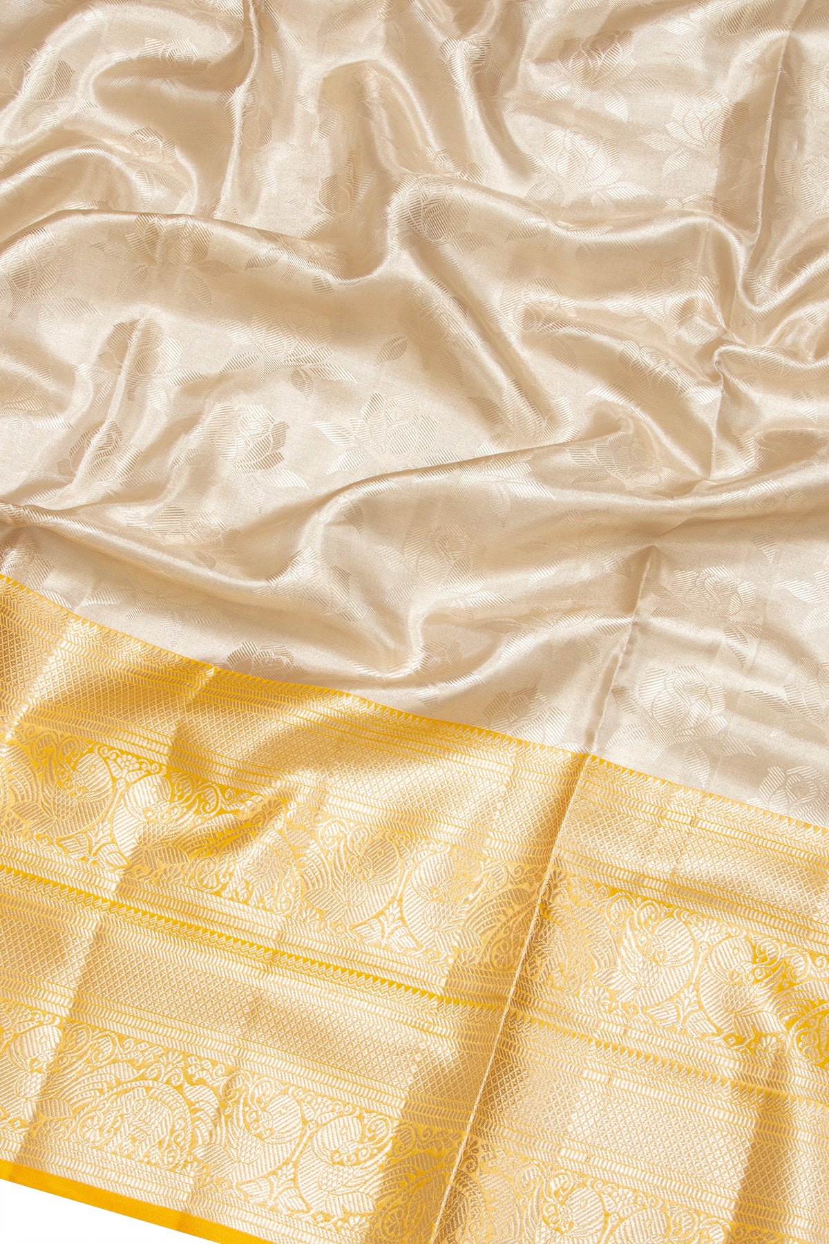 Taranga Kanchi Silk Tissue Brocade Silver Saree