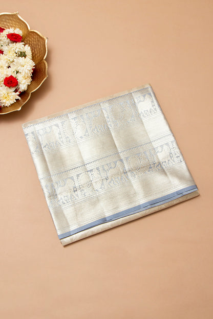 Taranga Kanchi Silk Tissue Jaal Silver Saree