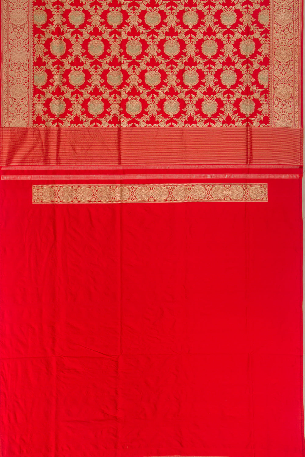 Banarasi Silk Jaal Red Saree