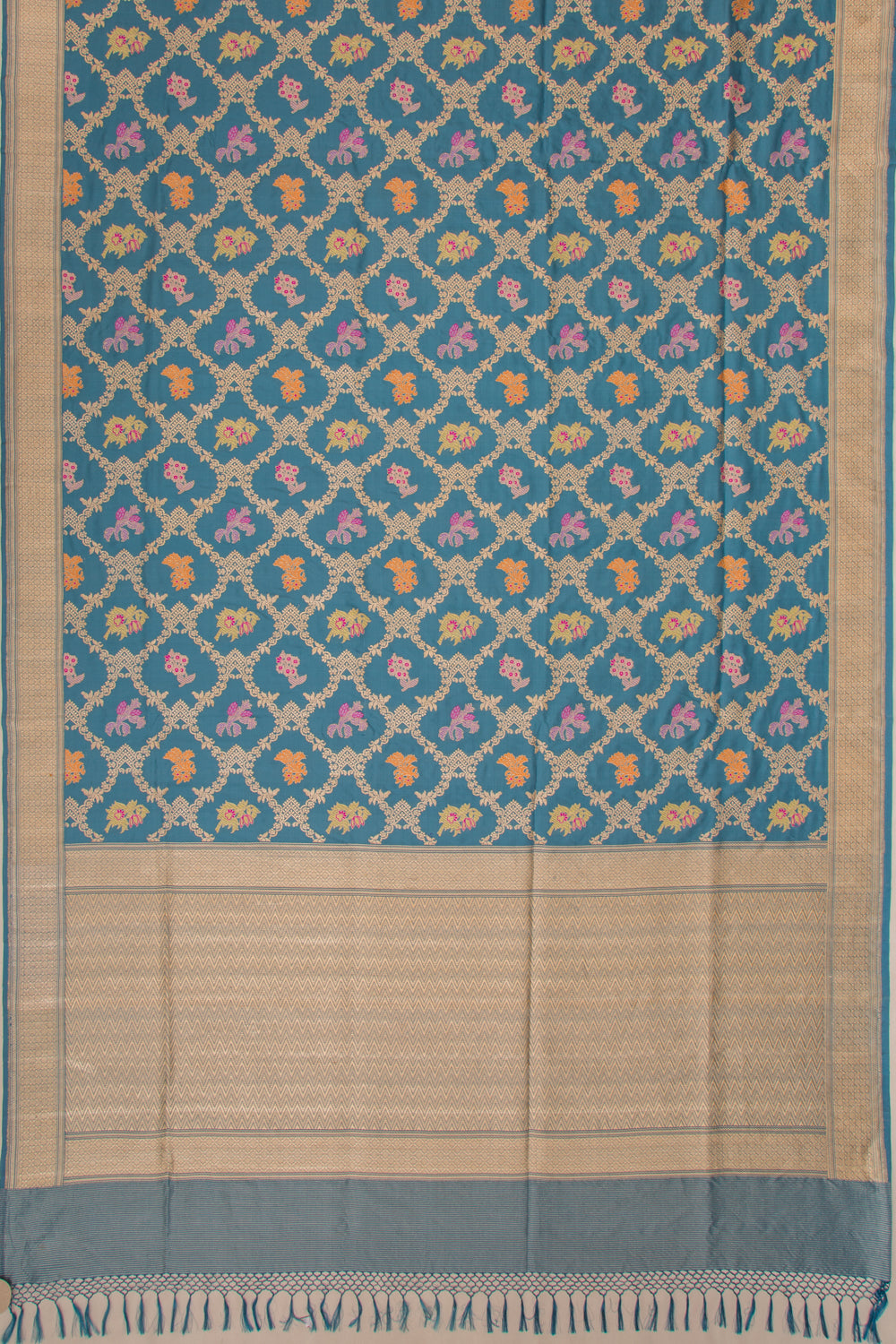 Banarasi Silk Jaal Teal Blue Saree