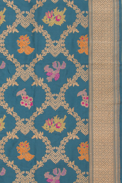 Banarasi Silk Jaal Teal Blue Saree