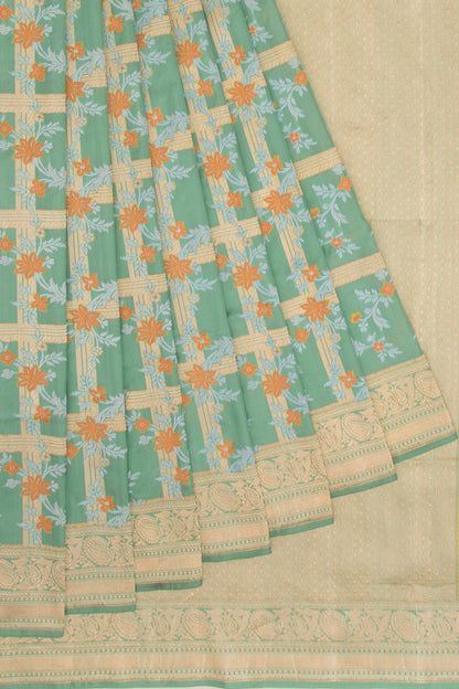 Banarasi Silk Checks And Jaal Blue Saree