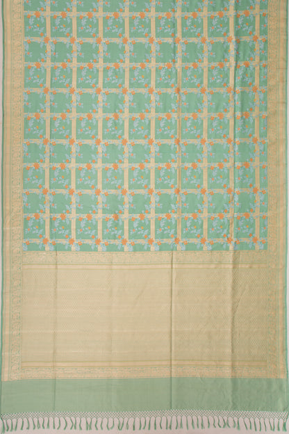 Banarasi Silk Checks And Jaal Blue Saree