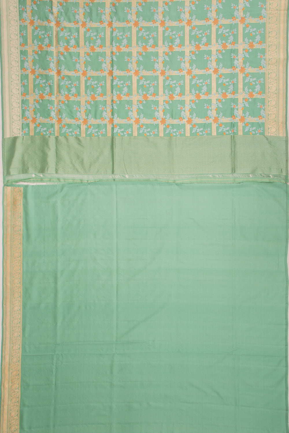 Banarasi Silk Checks And Jaal Blue Saree