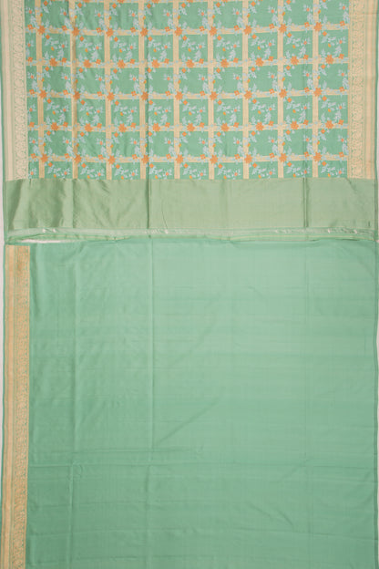 Banarasi Silk Checks And Jaal Blue Saree