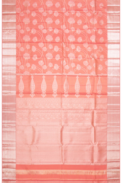 Kanchipuram Silk Tissue Jaal Peach Saree
