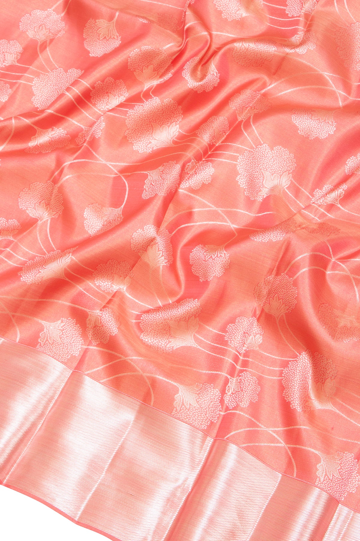 Kanchipuram Silk Tissue Jaal Peach Saree