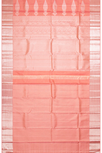 Kanchipuram Silk Tissue Jaal Peach Saree
