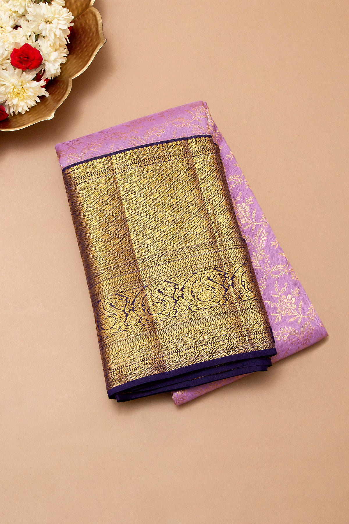 Kanchipuram Silk Brocade Lavender Saree