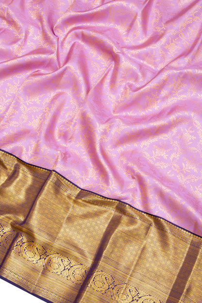 Kanchipuram Silk Brocade Lavender Saree