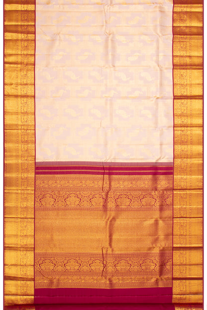 Kanchipuram Silk Jaal And Butta Peach Saree