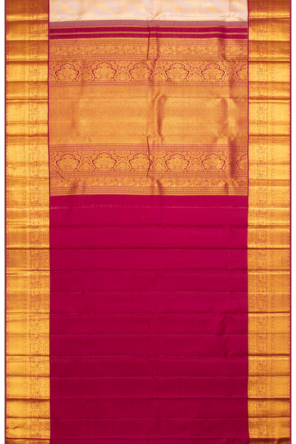 Kanchipuram Silk Jaal And Butta Peach Saree